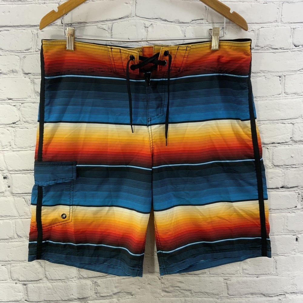 Mossimo Swim Trunks‎ Mens Sz 36 Striped Multicolored